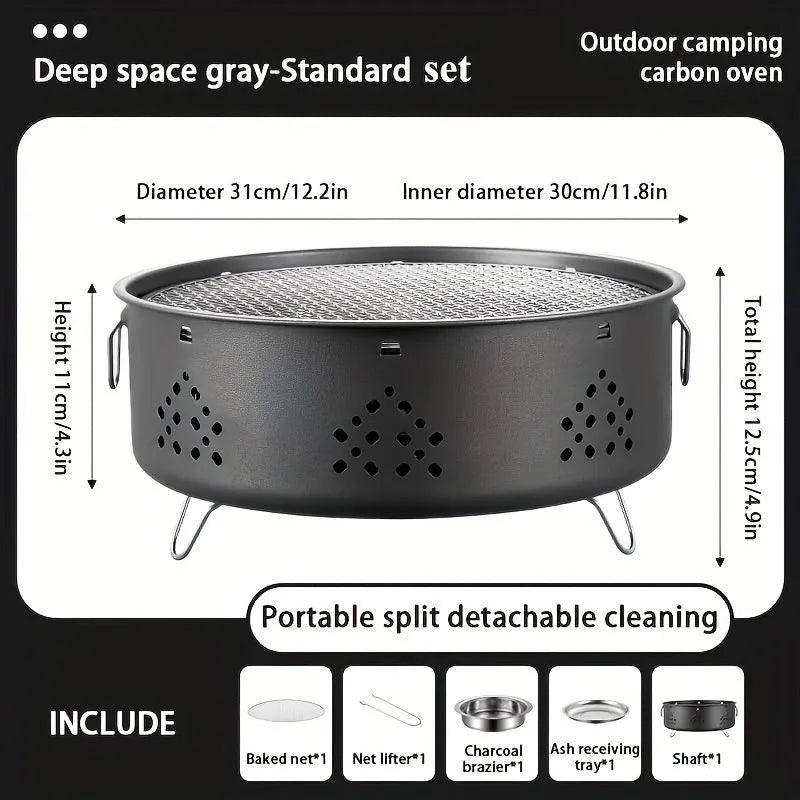 Portable stainless steel BBQ grill stove with detachable design and storage bag for outdoor camping