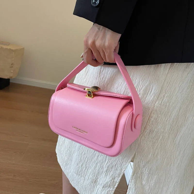 Women's personalised PU leather messenger bag with letter detailing and removable shoulder strap in beige colour