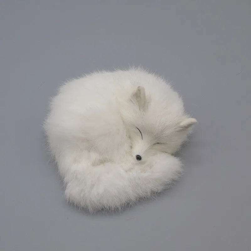 Artificial white fox fur car decoration measuring 15cm tall