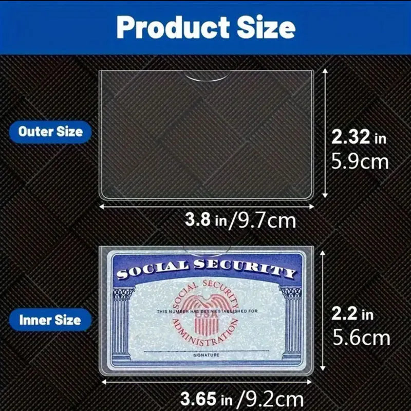 Transparent PVC waterproof card cover for social security and student ID cards measuring 9.7cm by 5.9cm