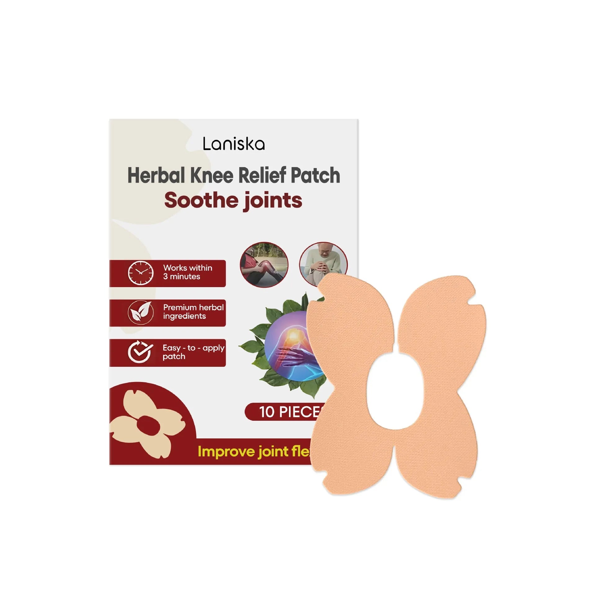 Box of LANISKA herbal joint nursing adhesive bandages, ten pieces with moxa leaf and menthol
