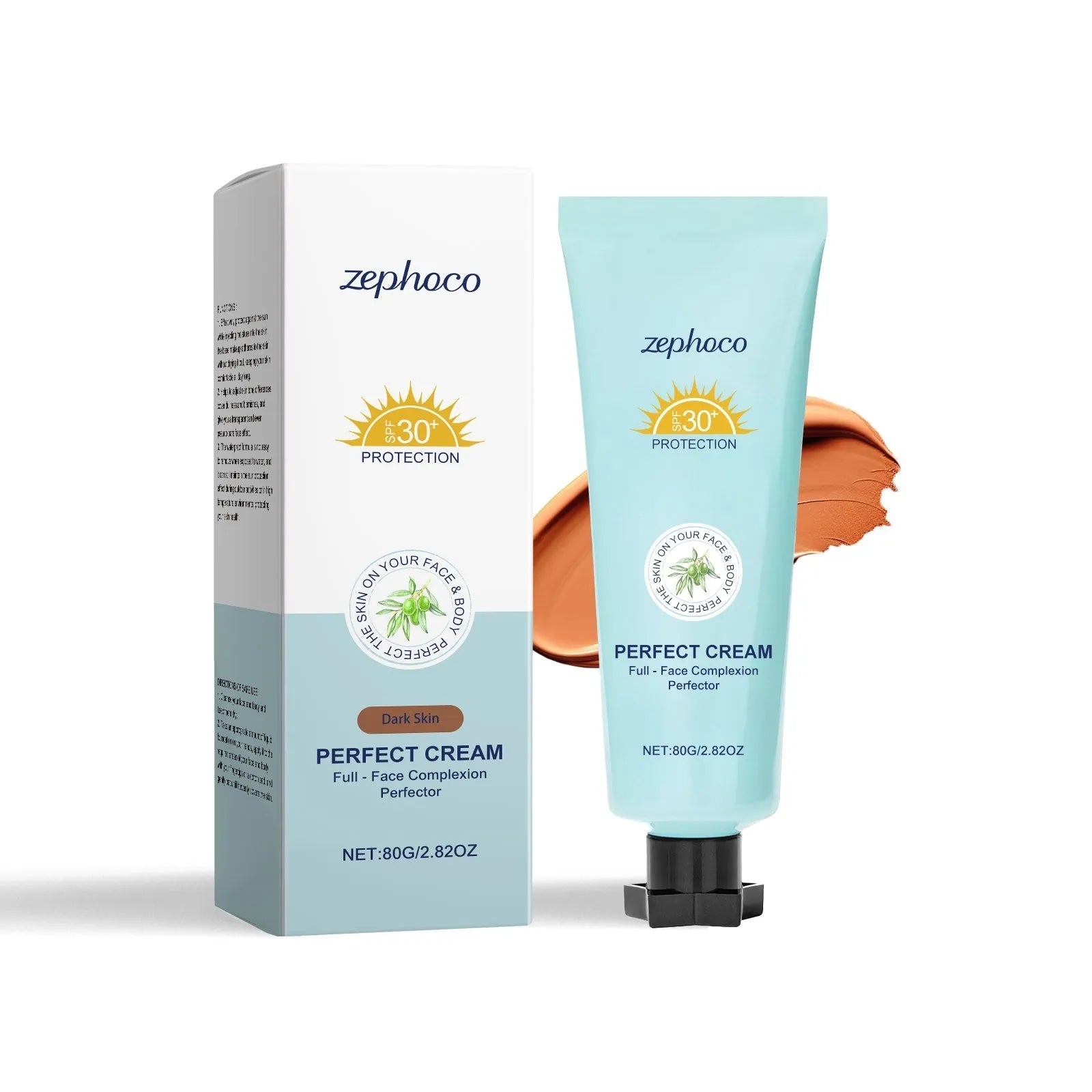 Bottle of curdling texture liquid foundation with sunscreen, shown in one of three shades.