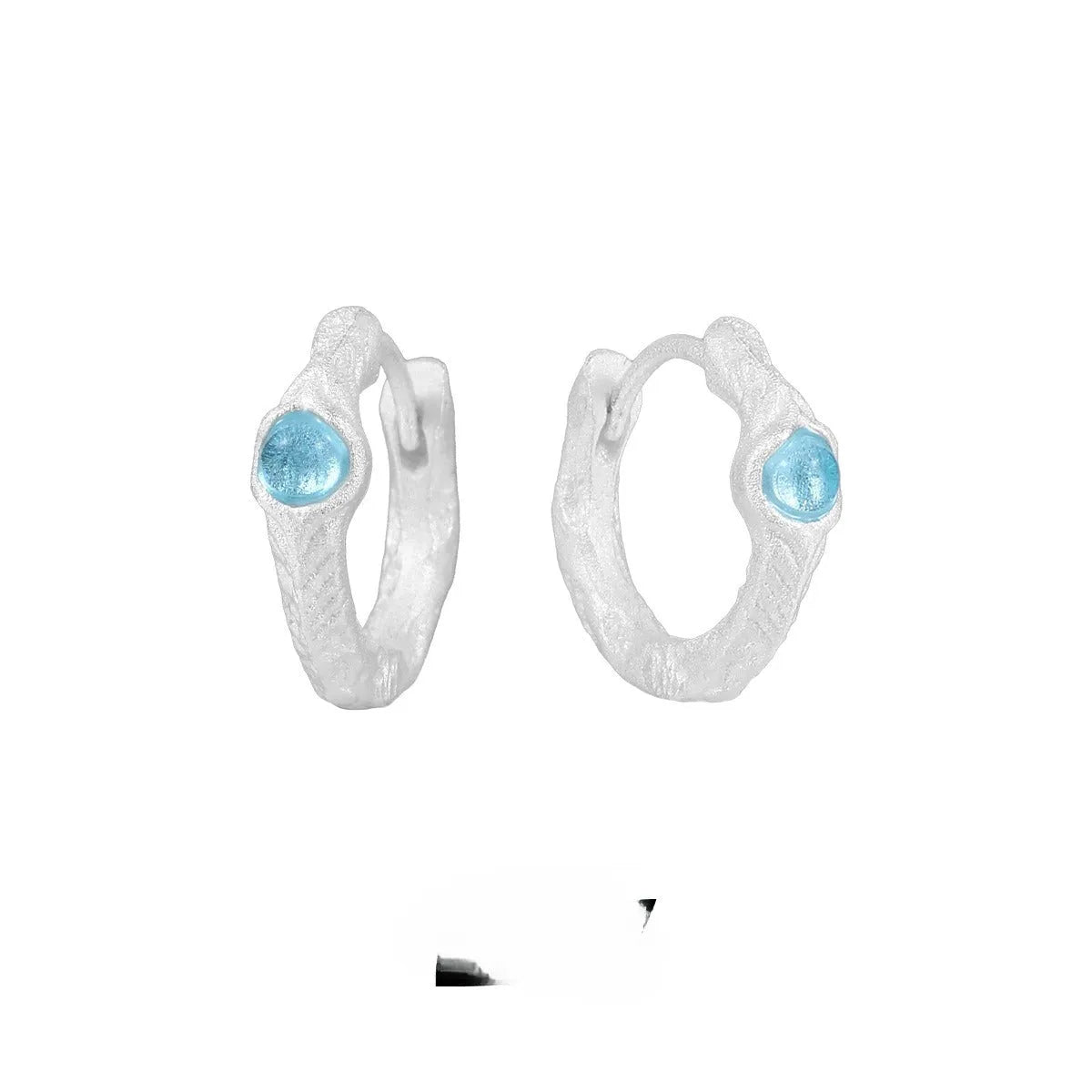 Women's burnt silver 925 silver geometric circular ear clips with clip-on fastening