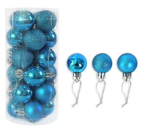 Gold, red, silver, blue, pink, purple, green, lake blue, bronze, and rose red 3cm electroplated Christmas tree baubles.