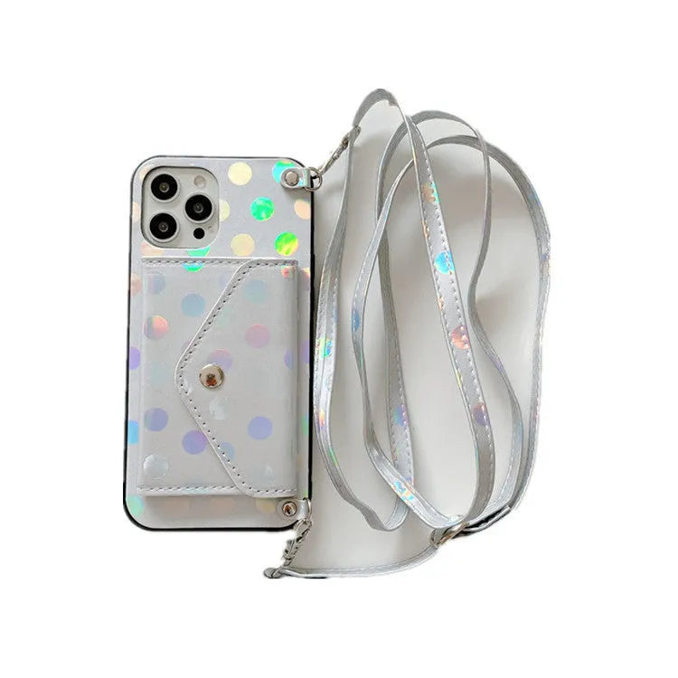 Diagonal card case silicone mobile phone back cover with wave point design for iPhone