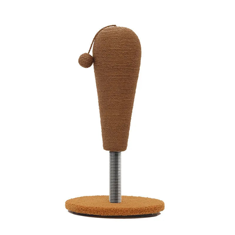 Hemp rope cat scratching board with anti-scratch design and self-hi relieving tumbler feature