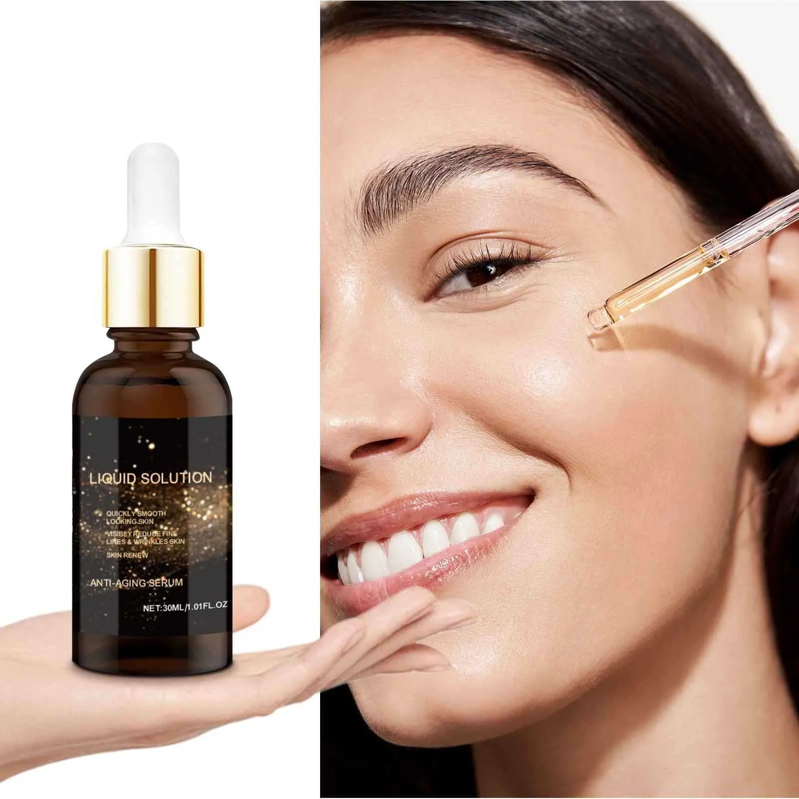 30 ml bottle of facial moisturising solution with hyaluronic acid for delicate skin care