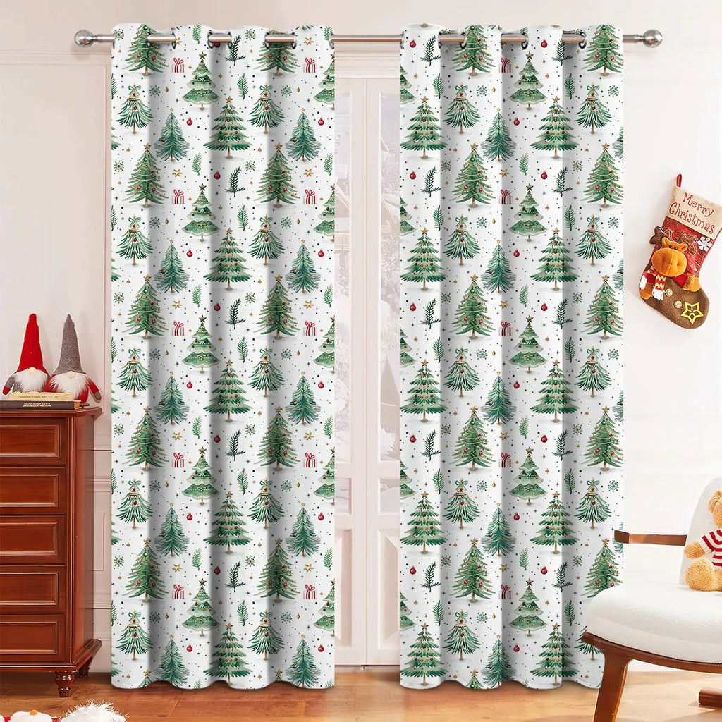 Christmas Forest punching curtain with decorative cut-out pattern on polyester fabric