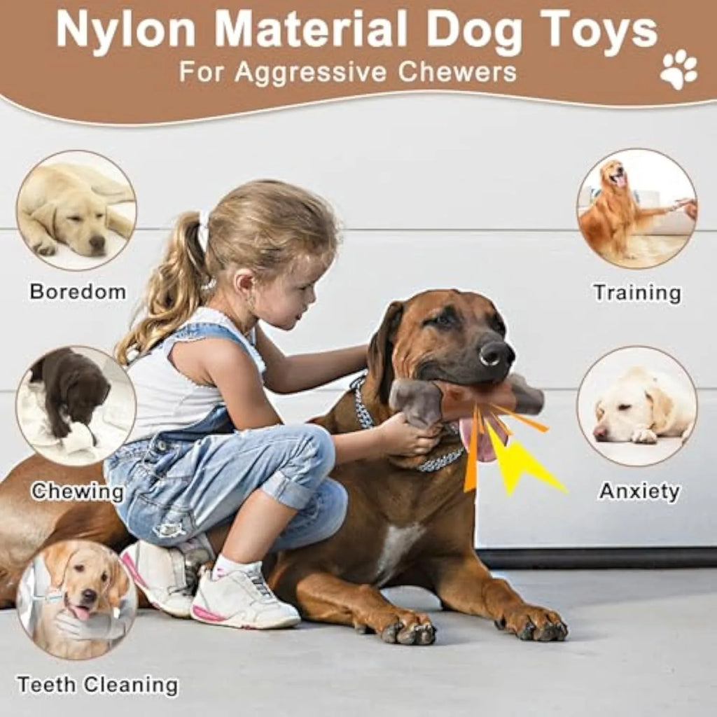Large, brown branch-shaped nylon dog chew toy for aggressive chewing large breeds.