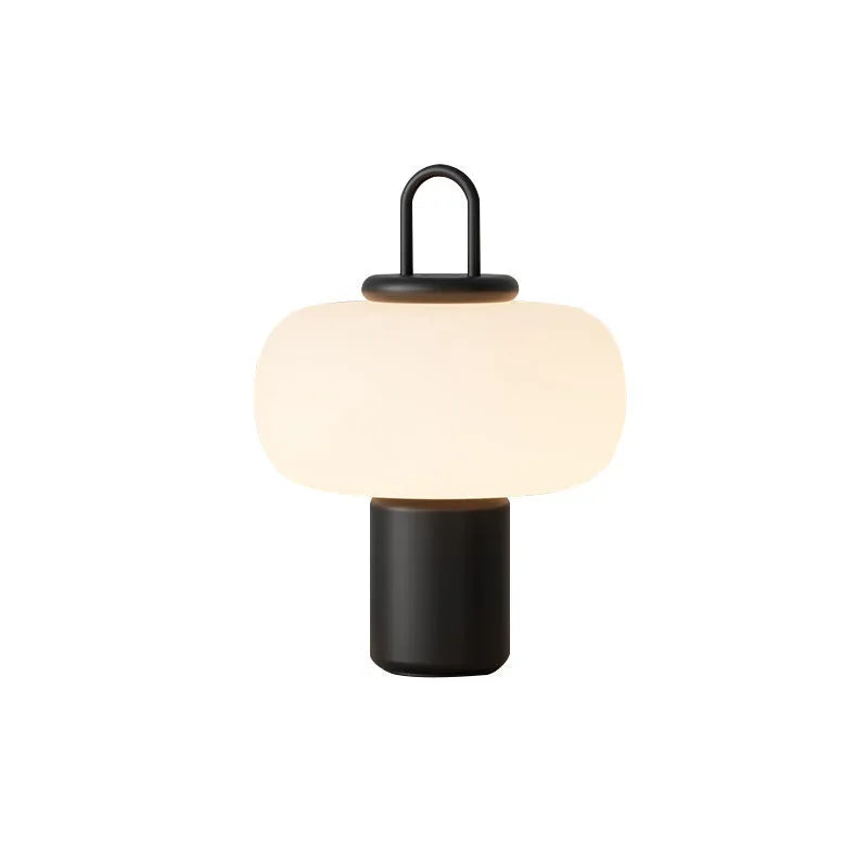 Minimalist Japanese-style glass bedside table lamp for a child's creative bedroom.