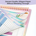 B5 size budget tally notebook with blue PP plastic cover and spiral binding, open on a table.