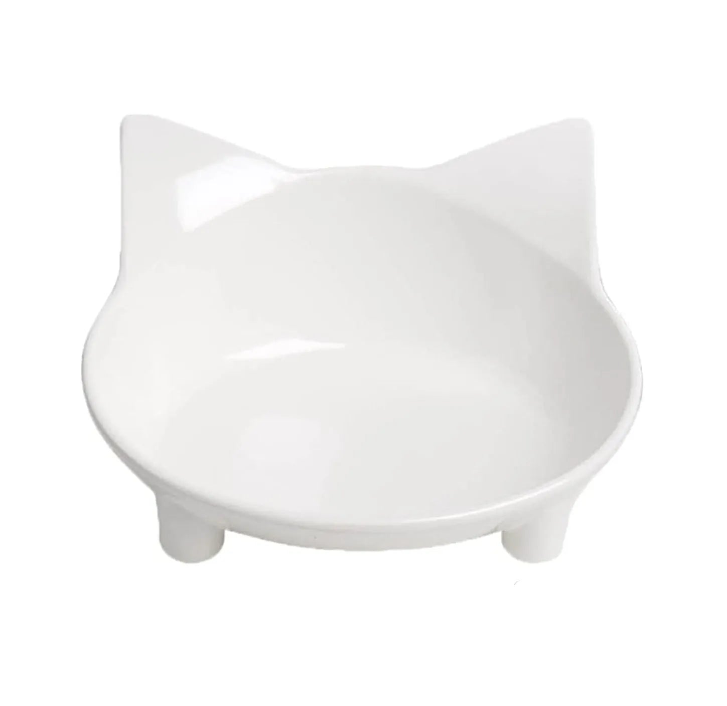 Four shallow melamine pet bowls with anti-skid rubber bases in black and white colours