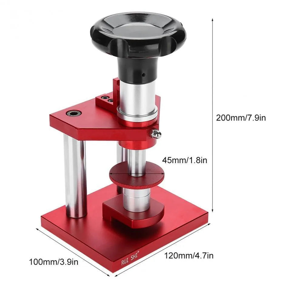 Watch repair spiral cap presser tool with sole pressing machine and 20 plastic moulds for back cover maintenance