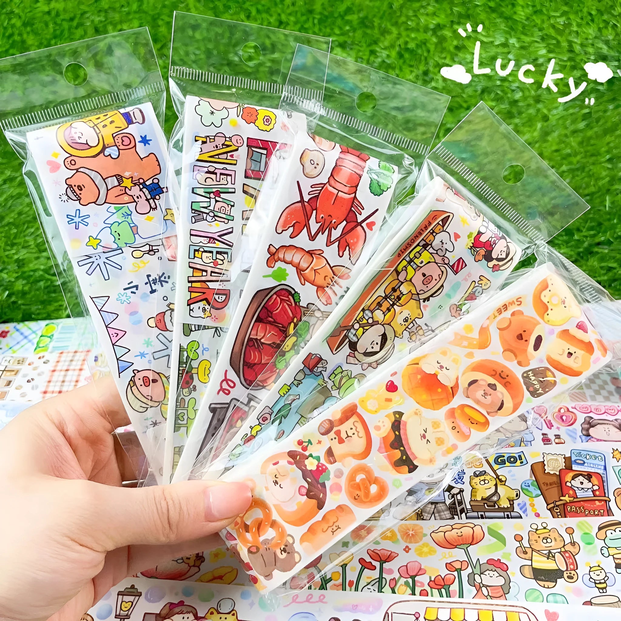 Cute cartoon character stickers for haemorrhoid tape packaging decoration on Japanese paper