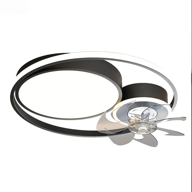 48cm ceiling fan light with metal blades and acrylic shade in black or gold finish