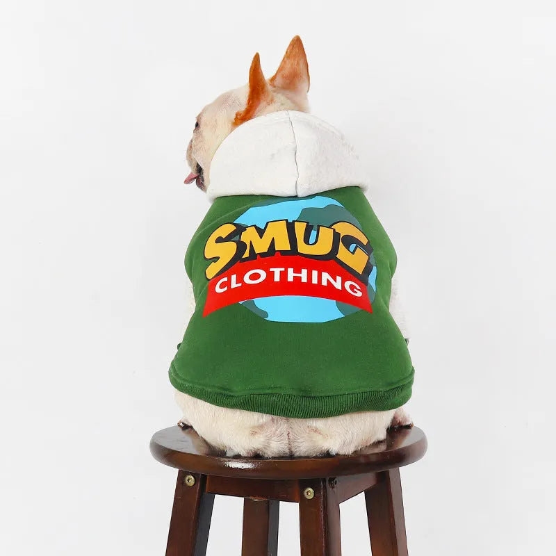 Green cotton dog jumper for large breeds in sizes L to 4XL for autumn and winter wear
