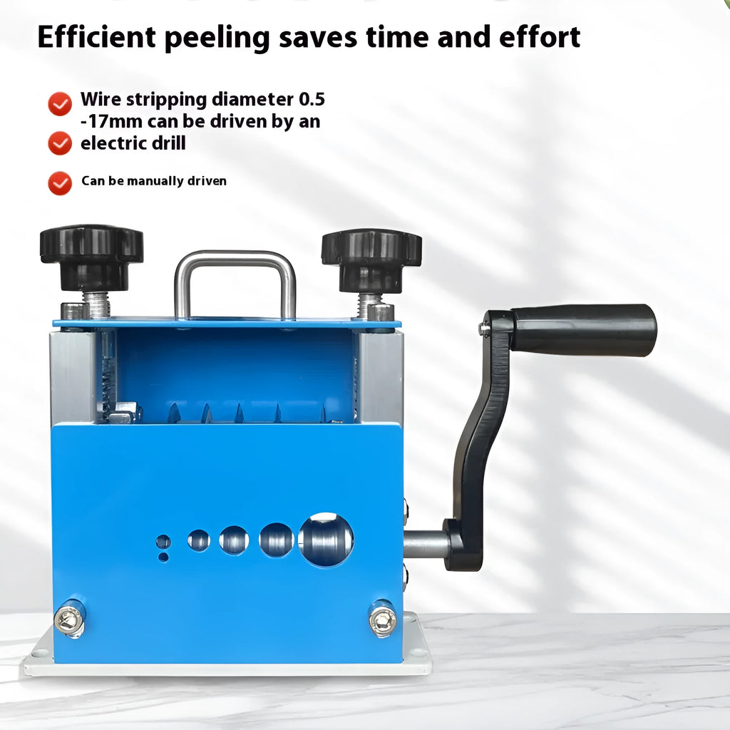 SD-017 manual wire stripping machine showing adjustable mechanism for 0.5-17mm diameter cables