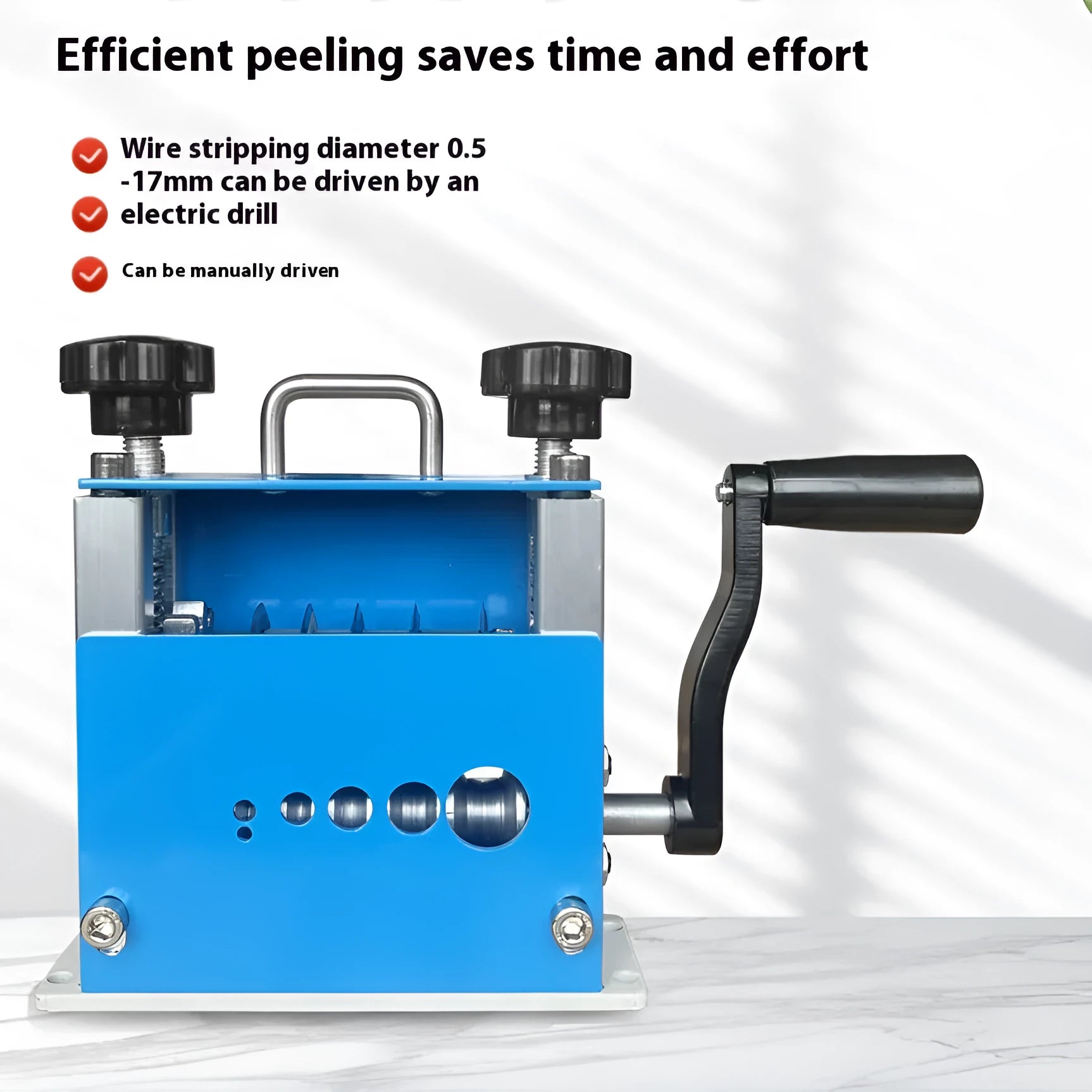 SD-017 manual wire stripping machine showing adjustable mechanism for 0.5-17mm diameter cables