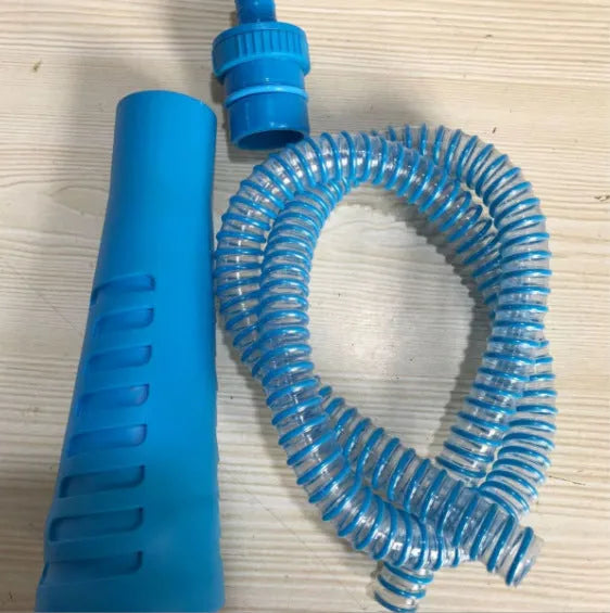 Blue plastic suction pipe vacuum cleaner head attachment with round design measuring 114cm length