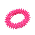 Blue TPR spiky circle ring dog chew toy for dental cleaning and bite training.