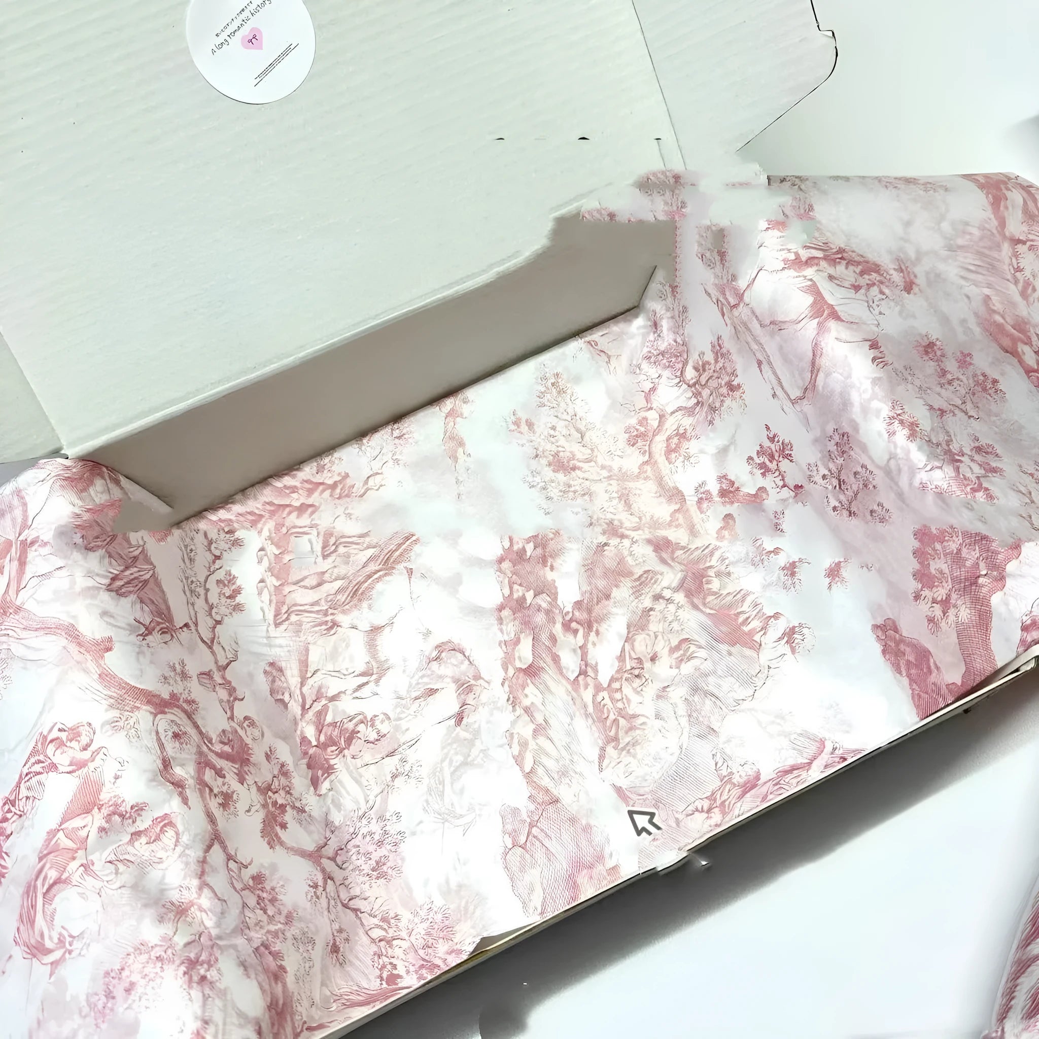 Single sheet of French romance style Mg tissue paper in pink purple colour, 50cm by 70cm.
