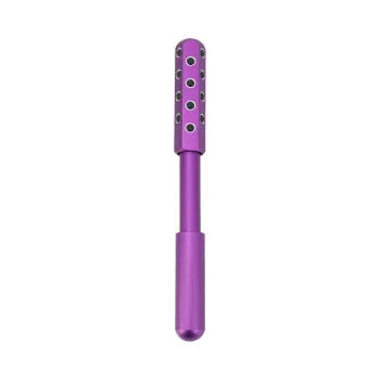 Purple germanium particles facial massage roller instrument on white background, showing 193mm length and roller detail.