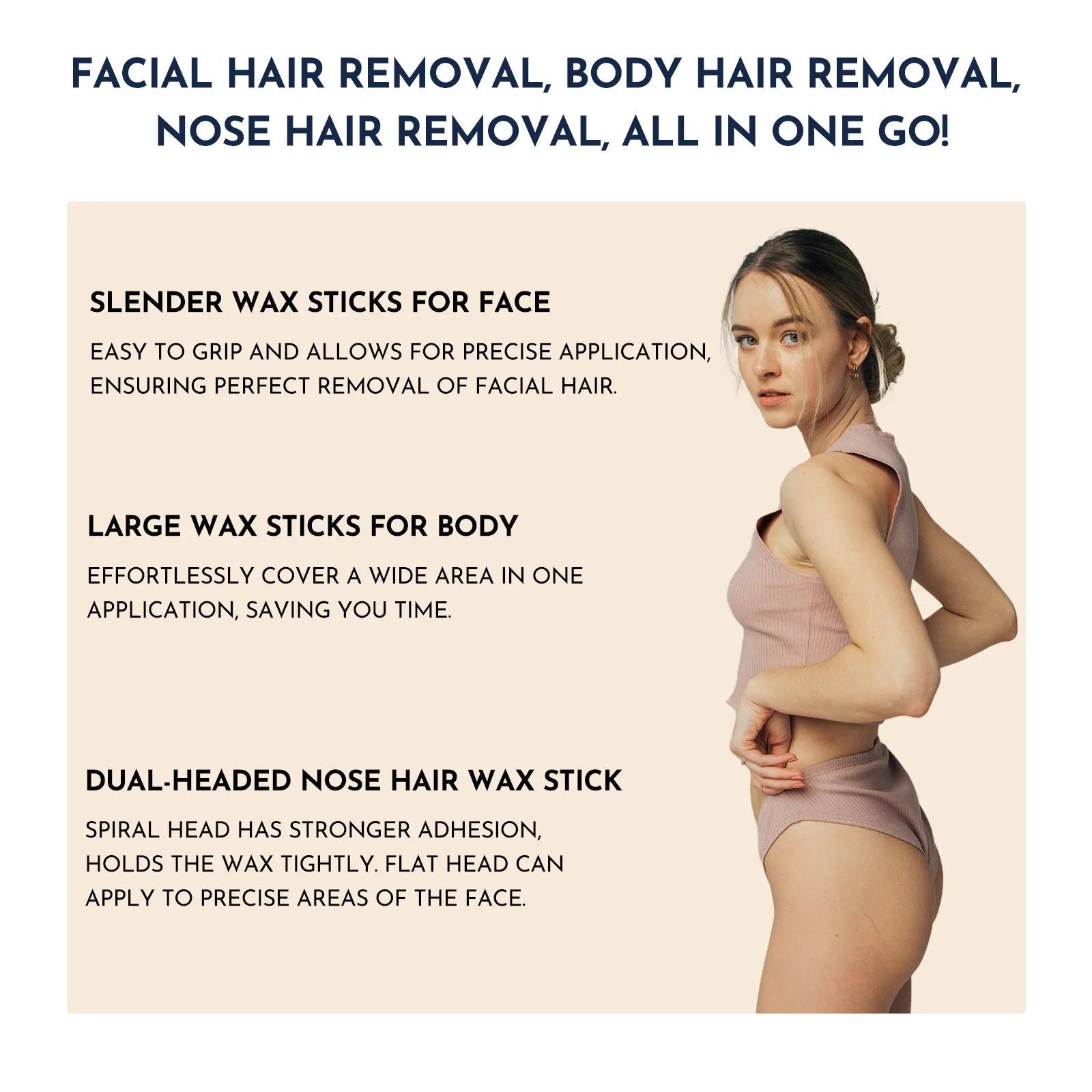 Waxing kit with warmer, wax beads, multiple applicator sticks and skincare products for hair removal