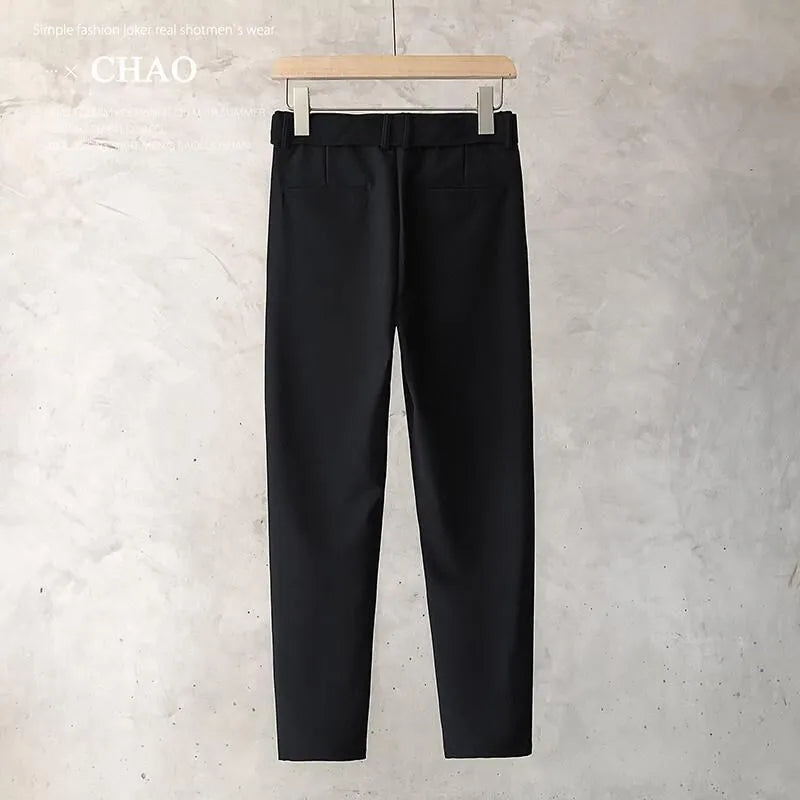 Boys tapered slim straight wool trousers in business casual style with straight leg opening