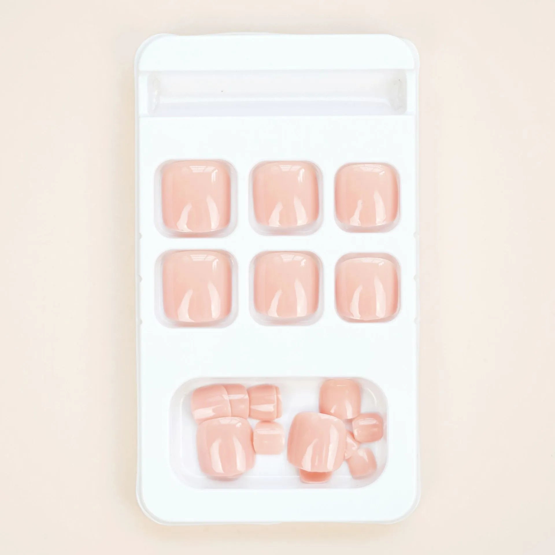 Artificial toenail stickers in J-52 skin colour with adhesive glue complete set