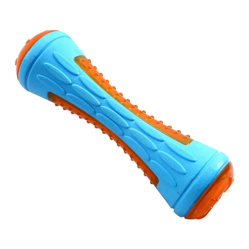 Three TPR floating dog toys: ball, barbell and tyres with bumpy texture for water fetch games