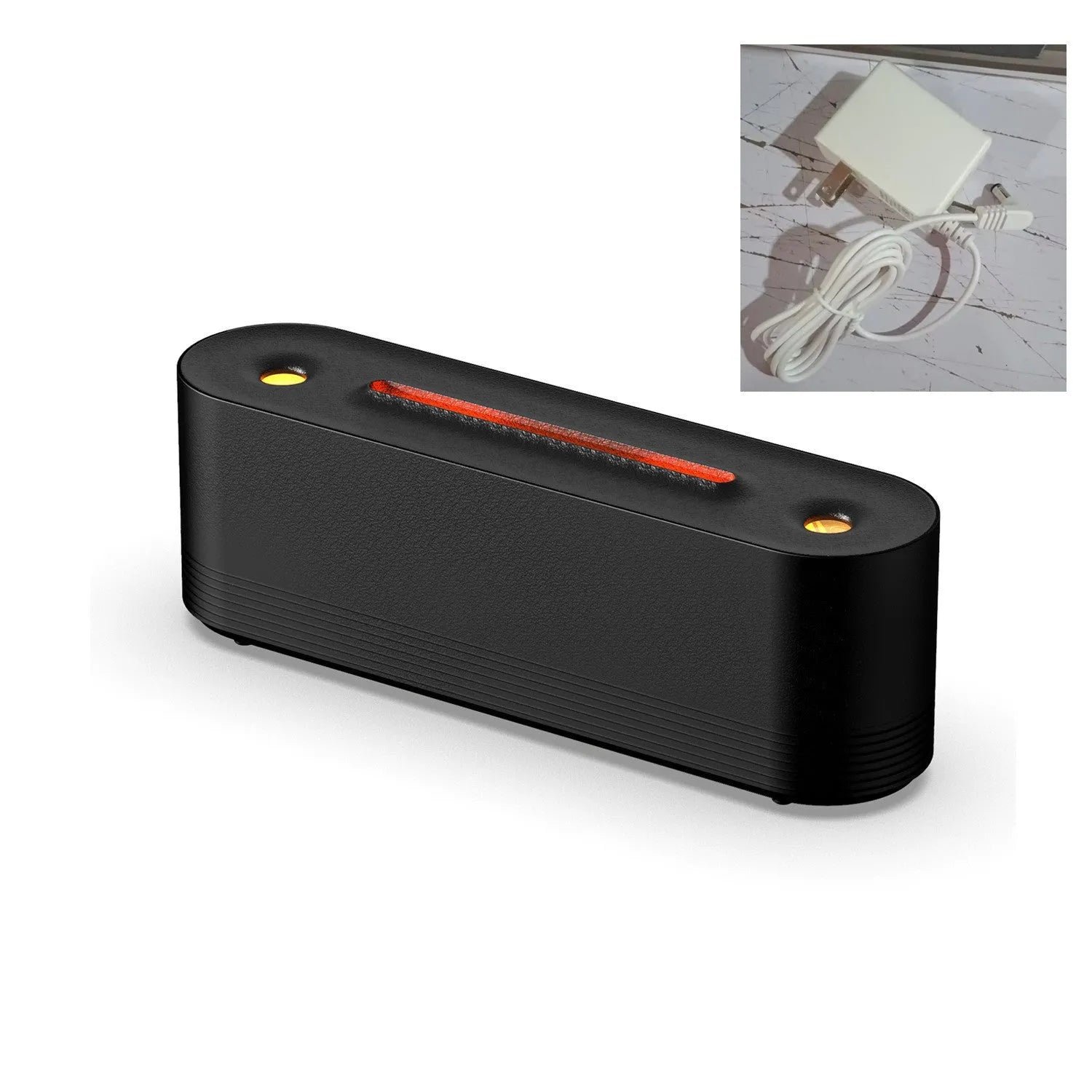 Black ultrasonic aroma diffuser with 7 colour flame LED display and cool mist emission