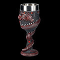 Red wine glass with 3D dragon design in gold colour, stainless steel and resin construction
