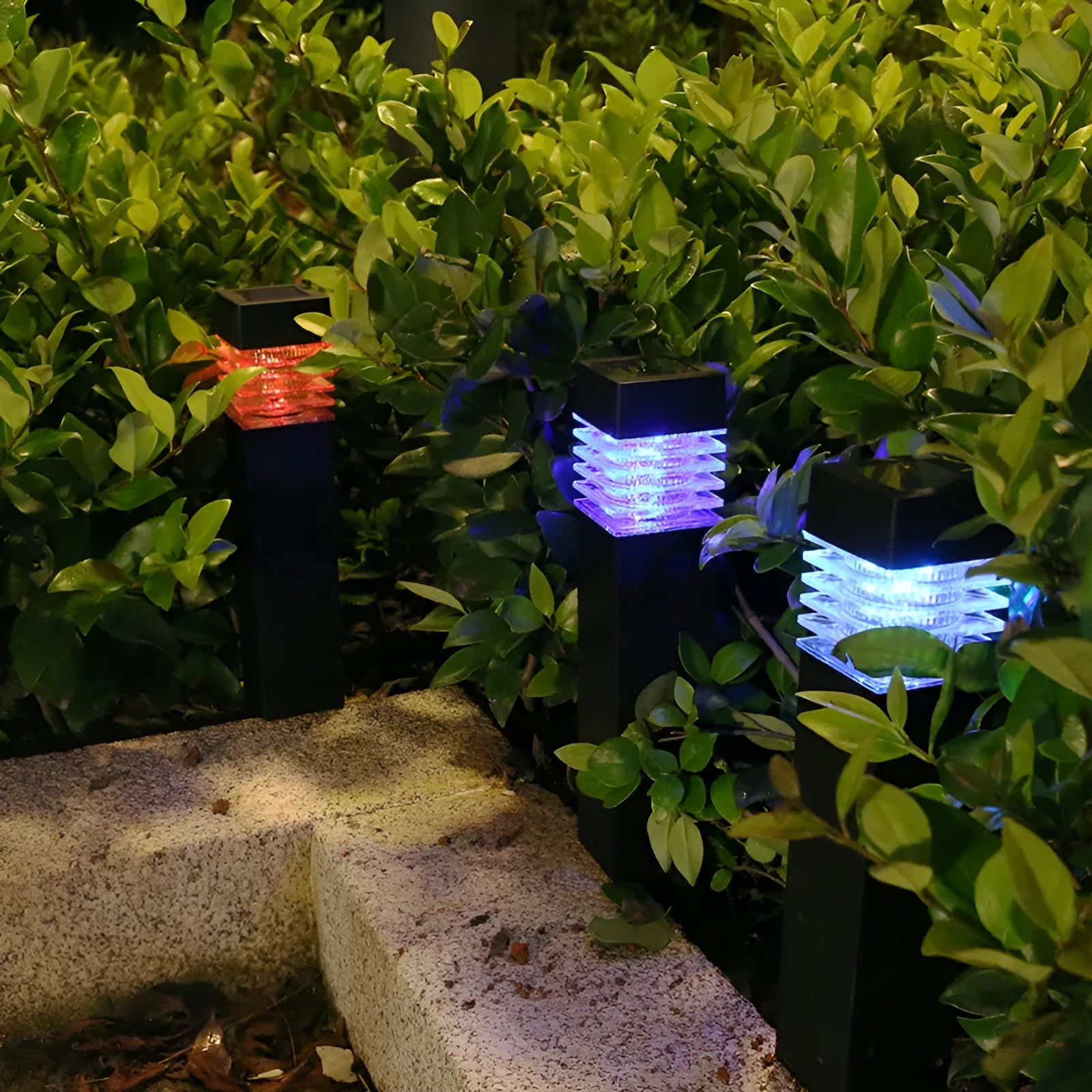 Solar lawn ground lamp with cuboid shape for garden lighting