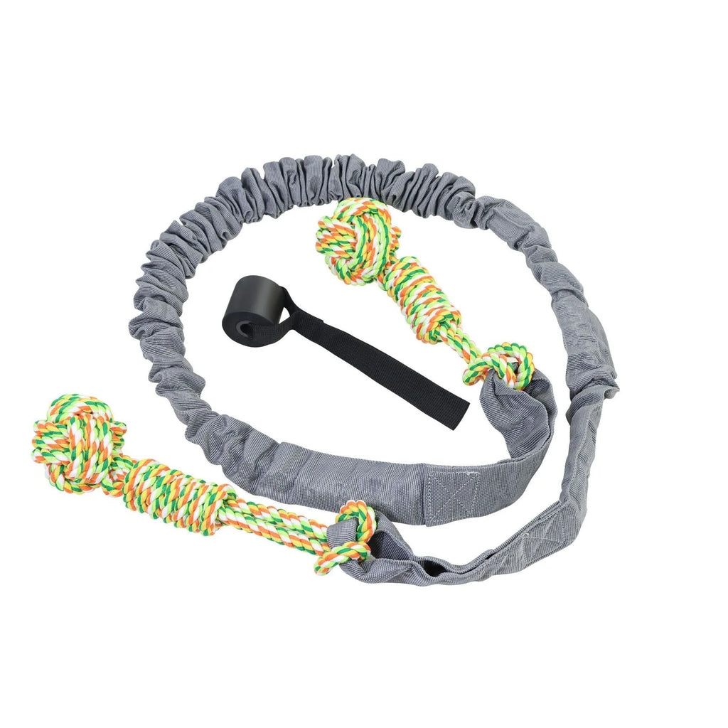 Cotton thread dog tug of war rope toy in black, grey, or red colour options