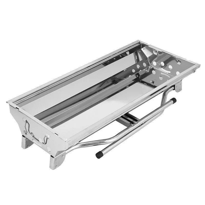 Stainless steel portable folding barbecue oven with 73 cm length for outdoor cooking
