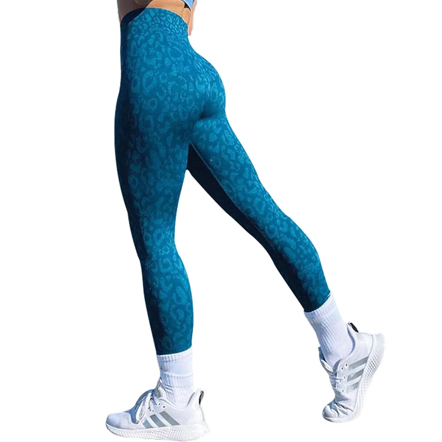 Women's push up booty leggings in leopard print and camouflage patterns for fitness activities