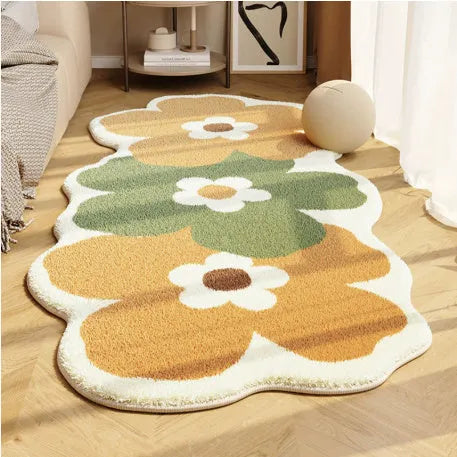 Flower shaped cashmere bedside blanket with cartoon alien design in polyester fibre