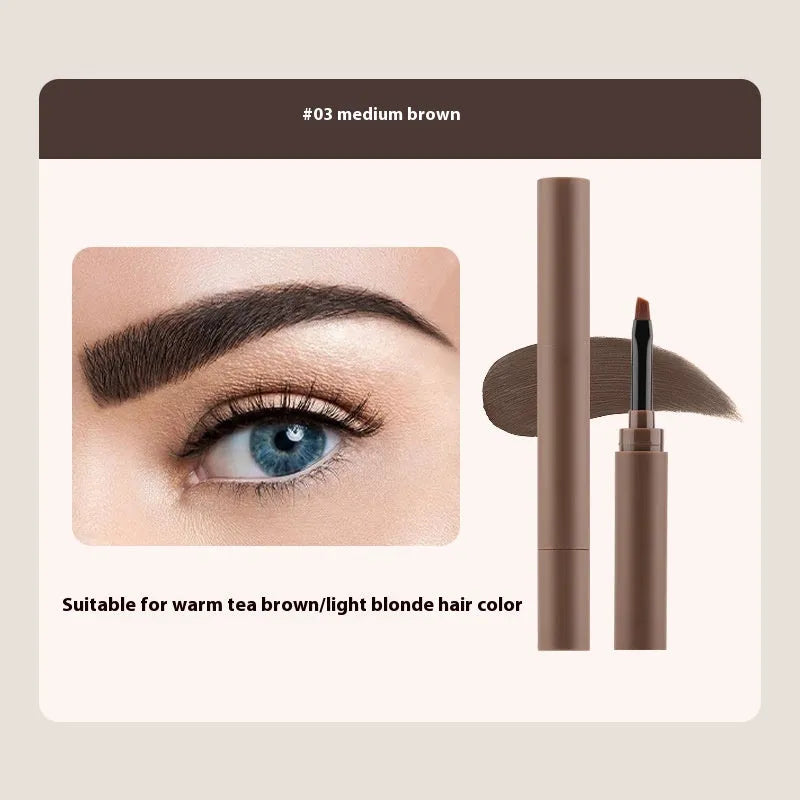 Double-headed eyebrow cream with pencil and powder ends in a choice of five natural colours.