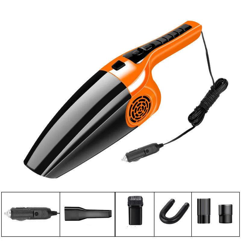 Black and orange 12V car vacuum cleaner with 36cm hose for cigarette lighter power connection