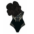 Women's polyester one-piece swimsuit with matching wrap skirt in multiple colour options