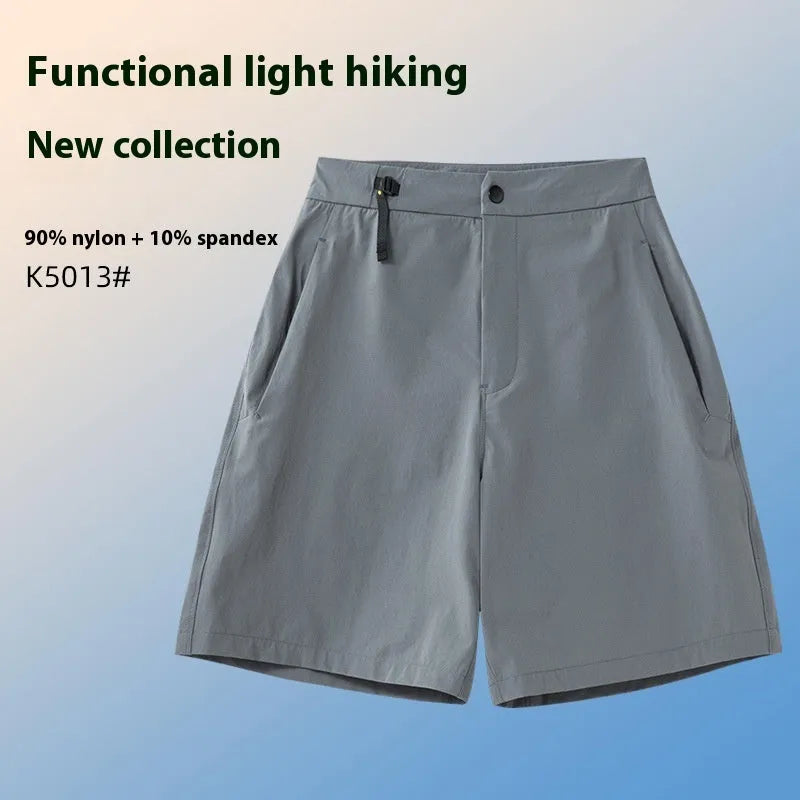 Men's solid colour quick-drying sports shorts with elastic 3D cut for running and climbing