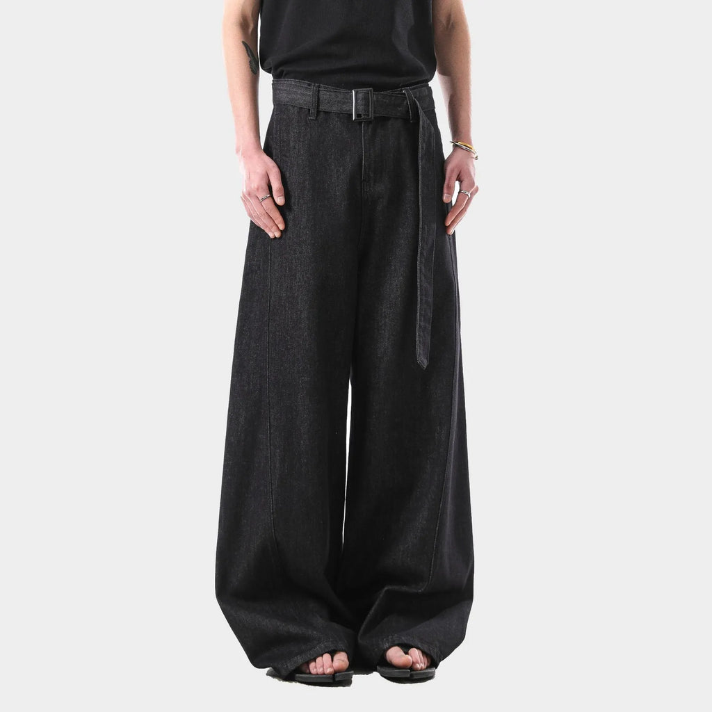 Black high waisted straight leg jeans with gold detailing in American retro style