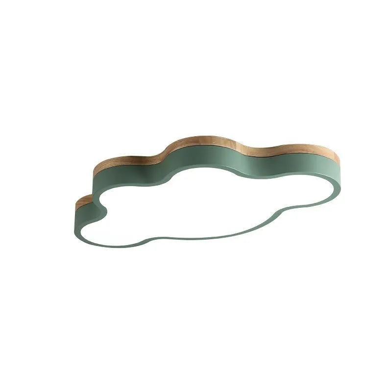 Cloud-shaped LED ceiling lamp in wooden colour with modern design