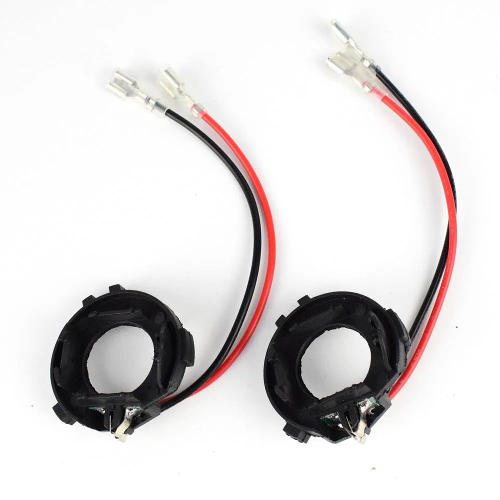 Black plastic H7 LED headlight adapter bracket with copper wiring for Volkswagen cars