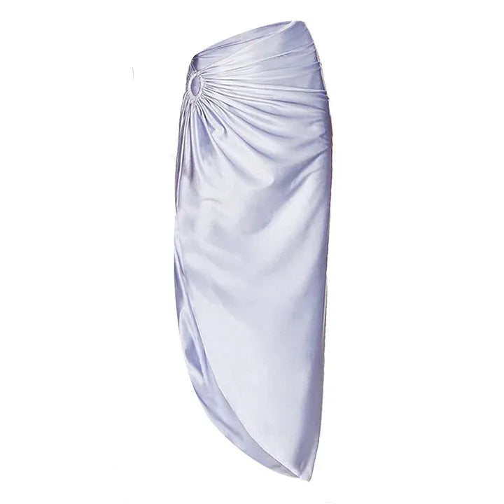 Purple women's swimsuit and wrap skirt set made from quick-drying polyester fabric