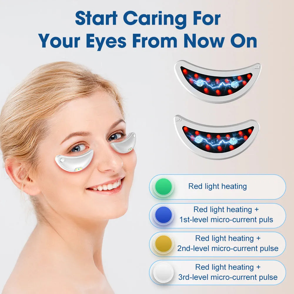 White wireless red light EMS eye and facial massage beautification device