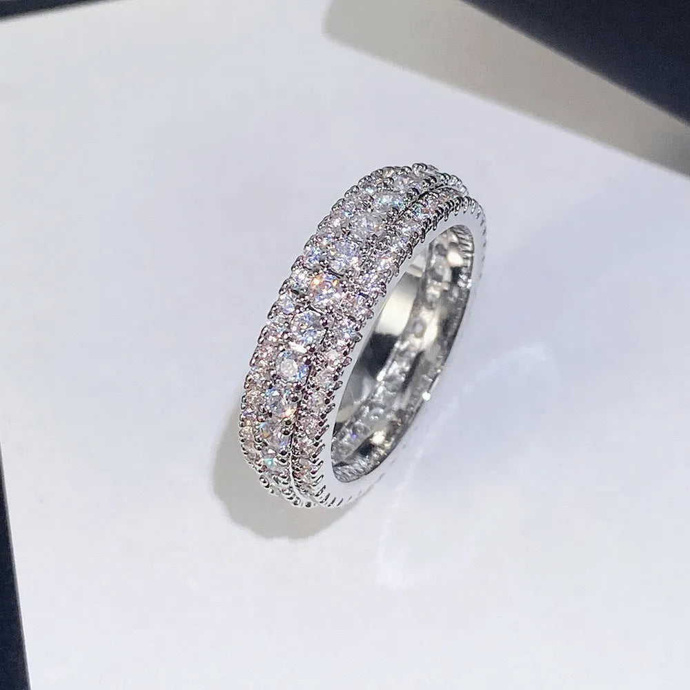 Geometric engagement ring with triangle zircon gang drill pattern on copper with choice of plating colours