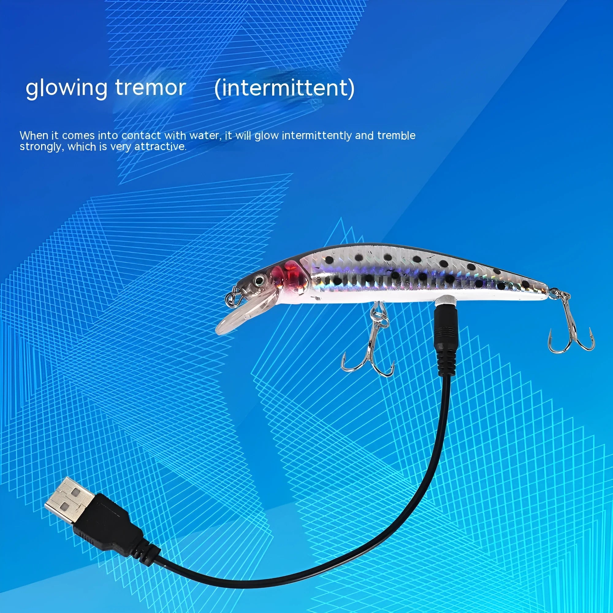 Floating Mino electric USB bait lamp with luminous simulation and colourful bait for freshwater fishing