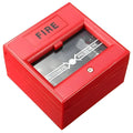 Red wired security button hand breaking glass emergency fire alarm with fireproof material