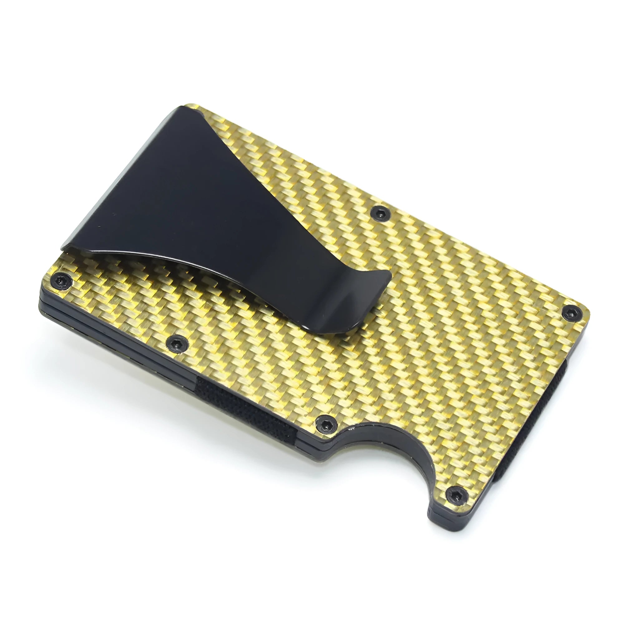 Geometric aluminium and carbon fibre card holder wallet with 8mm thickness for 6-15 cards